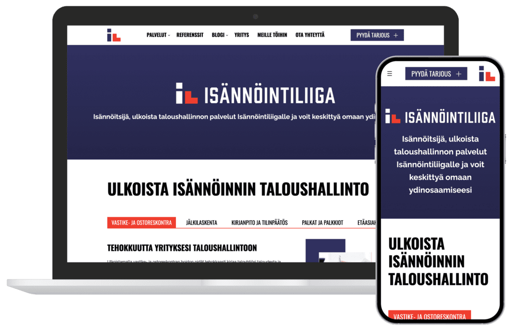 LevelUpin Isännöintiliigalle suunnittelemat verkkosivut